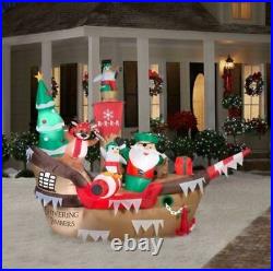 Home Accents Holiday 8 ft Giant Christmas Pirate Ship Airblown Inflatable NIB