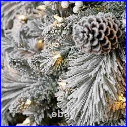 Home Heritage 12 Ft Snowdrift Flocked Pine Prelit Christmas Tree (Used)