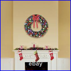 Home Heritage 48 Inch Prelit Holiday Christmas Wreath with 200 Color LED Lights