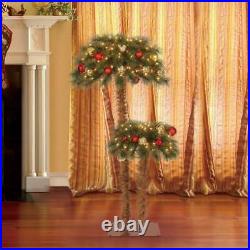 Home Heritage 5' and 3' Prelit Artificial Double Christmas Palm Trees 150 Lights