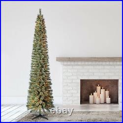 Home Heritage 9 Foot Pre-Lit Stanley Pencil Christmas Tree with Stand (Used)