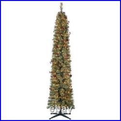 Home Heritage Stanley 7 Ft Skinny Pencil Pine Pre-Lit & Decorated Christmas Tree