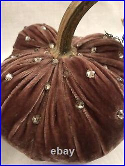 Hot Skwash Lot of 3 Velvet/Crystal Pumpkins- Halloween Thanksgiving Fall color
