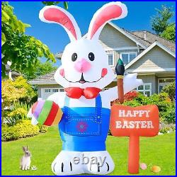 Huge 12FT Tall Easter Inflatable Decoration Standing Bunny Holding Egg and Pa