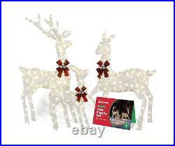 Impressive Reindeer Christmas Decoration Family Set of 3 Large Lighted Chri