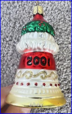 Inge Glas 2001-2006 Annual Glass Bell Ornaments Set 6 Glas of Germany 3-3/4-5