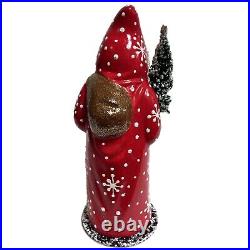Ino Schaller Red Santa with Snowflake Coat German Paper Mache Candy Container