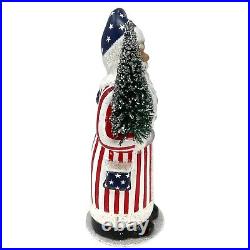 Ino Schaller Stars and Stripes American Santa German Paper Mache Candy Container
