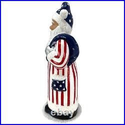 Ino Schaller Stars and Stripes American Santa German Paper Mache Candy Container