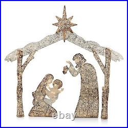 JOYIN 5FT 3D Christmas Nativity Scene, LED Warm White Lights with Metal Stakes