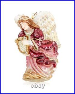 Jay Strongwater Angel With Harp Glass Ornament Pink