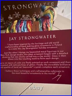 Jay Strongwater Christmas Rainbow Tiger Ornament Blown Glass Swarovski crystals