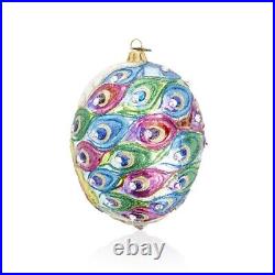 Jay Strongwater Christmas Vibrant Peacock Glass Ornament