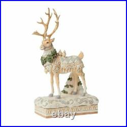 Jim Shore HWC White Woodland Reindeer Centerpiece 6008870