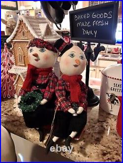 Joe Spencer Gallerie II Christmas Snowman Ornament Doll Pair Jammy & Jimmy NWT