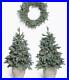 John_Lewis_Pair_Potted_Pre_Lit_Christmas_Trees_Wreath_faulty_lights_on_one_01_mg