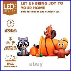 Joiedomi 7FT Long Inflatable Woodland Animals with Cornucopia with Build-in LEDs