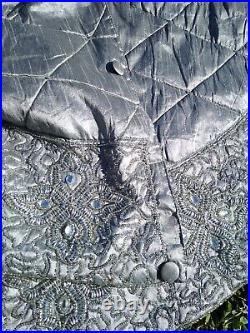 KIM SEYBERT Silver Tone 62 Intricate Beaded Quilted Pattern Tree Skirt, Pre-own