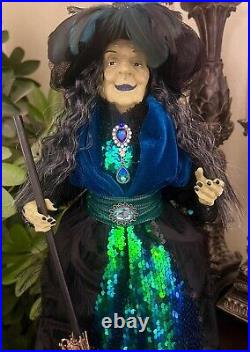 Karen Didion Halloween Priscilla Peacock Witch Doll With Broom 26