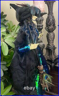 Karen Didion Halloween Priscilla Peacock Witch Doll With Broom 26