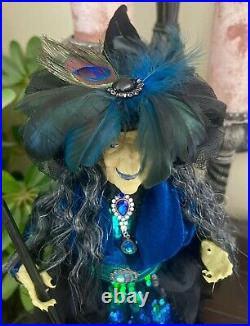 Karen Didion Halloween Priscilla Peacock Witch Doll With Broom 26