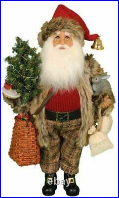 Karen Didion Originals Lighted Woodland Friends Santa Figurine, 17 Inches NIB