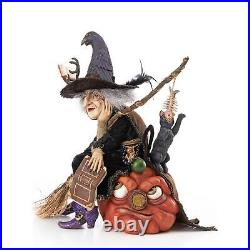 Katherine's Collection 2021 Winona Witch with Broom and Cat Tabletop Figurine