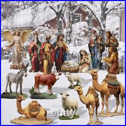Kigley 15 Pcs Christmas Outdoor Nativity Set Large Outdoor Yard Signs 4 ft Ho