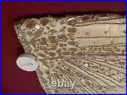 Kim SEYBERT Christmas Tree Skirt-Gold with Gold Silver & Clear Beads, 62 inches