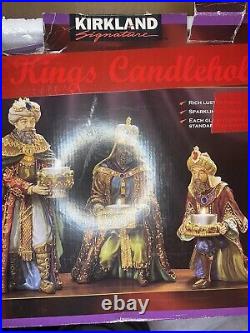Kirkland Costco Three Kings Wisemen Candleholder Christmas Set 906486
