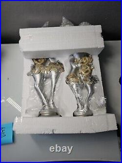 Kringle Express Set Of 2 Standing Reindeer With Flameless Candles Silver New