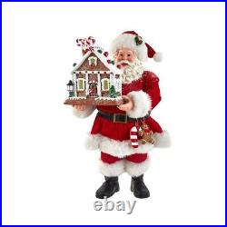 Kurt Adler 11 B/O Fabriche Santa With Light-Up Gingerbread House