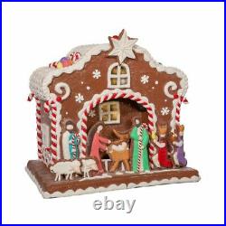 Kurt Adler 12.5 Battery-Operated Light Up Nativity Gingerbread House
