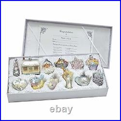 Kurt Adler Noble Gems Bride's Glass Tree Box (Set of 12)