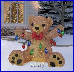 LARGE 5' Lighted Holiday Glitter Bear Indoor Outdoor Yard Christmas Decoration