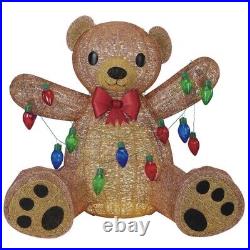 LARGE 5' Lighted Holiday Glitter Bear Indoor Outdoor Yard Christmas Decoration