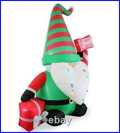 LARGE 8FT CHRISTMAS GNOME Gift & Sign LED Inflatable Airblown Yard Decor
