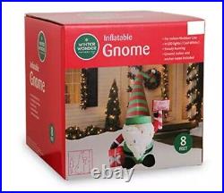 LARGE 8FT CHRISTMAS GNOME Gift & Sign LED Inflatable Airblown Yard Decor