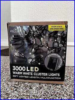 LED Cluster Lights, 98 ft. Strand with 3000 Warm White lights, in original box