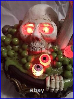 LED Lighted Halloween Decor With Sound Cauldron With Skulls And Bones 13X10