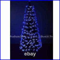 LED Pre Lit Christmas Tree Fiber Optic Xmas Lights Up Home Decor 7ft 210CM UK
