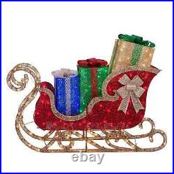 LED Pre-Lit Holiday Glittering Sleigh Indoor Outdoor Christmas Yard Decoration