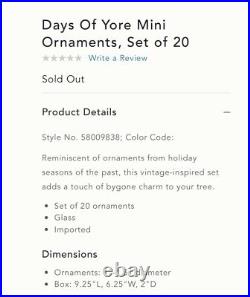 LOT OF 4! Anthropologie Days of Yore Mini Ornaments 80 Ornaments Total NEW