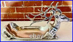 LRG Pewter Stag Elk Deer Reindeer Table Centerpiece Hors D'oeuvres Tray Platter