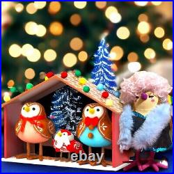 LaBird visitin' 3 Gingerbread Costumued Birds @ Gingerbread House On Christmas