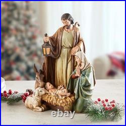Lamb of God Holy Family Nativity Figurine With Animals Statue Decor 14 1/2 In