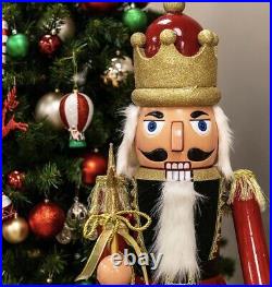 Large 100cm Indoor Christmas Nutcracker Soldier With Moving Arm & Singing
