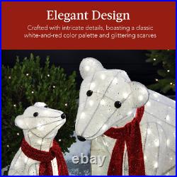 Large Lighted White Polar Bear Family Outdoor Christmas Prop Yard Decoration