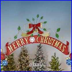 Large Metal Christmas Ball Ornament Archway with Elves Commercial Decoration