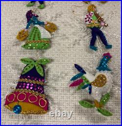Lee Wards 12 Days of Christmas Felt Sequined Ornaments withSnowflakes Complete Set